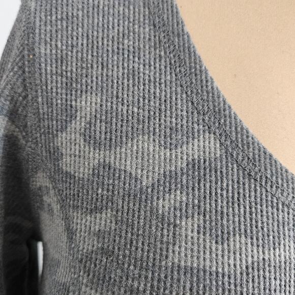 New Tribal Jeans Gray Green Camo Scoop Neck Tunic Dress 3/4 Bow Sleeves Pocket - Picture 6 of 16